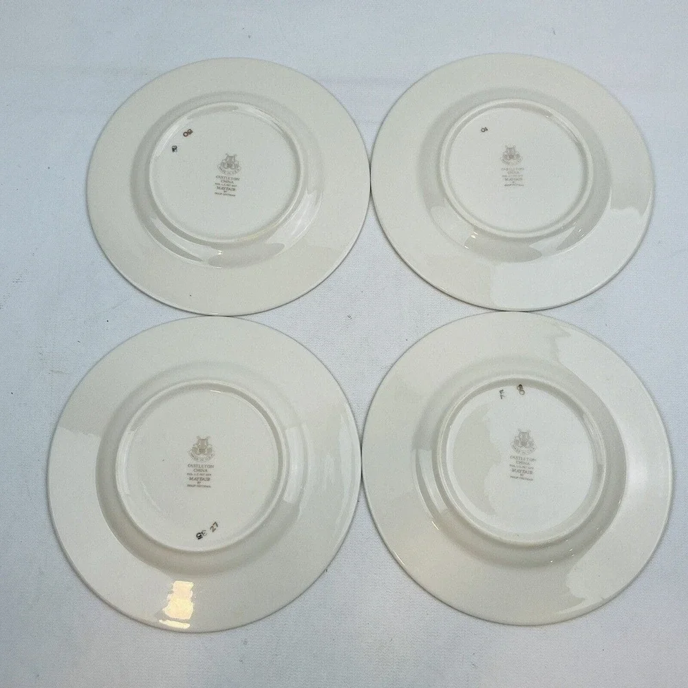 Castleton Mayfair 4 Bread & Butter Plates Yellow Roses Gold Trim Philip Costigan